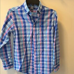 Izod Blue and Pink Plaid Button-Down Shirt